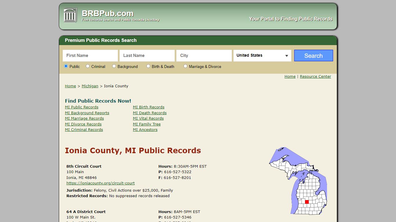 Ionia County Public Records | Search Michigan Government Databases
