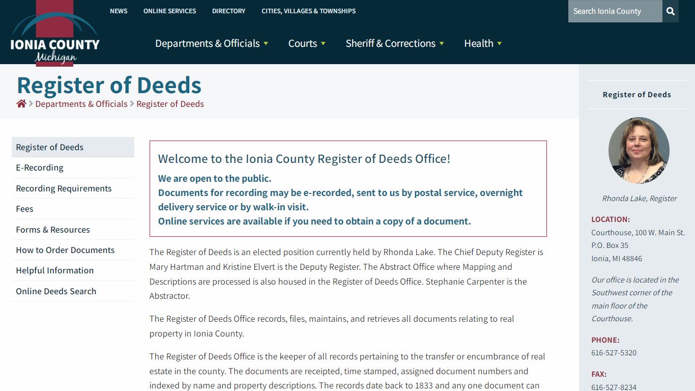 Register of Deeds – Ionia County